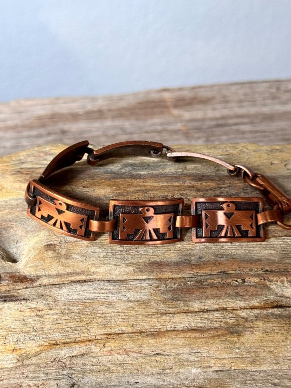 Copper Thunderbird Link Bracelet 6: Southwestern Native American Style